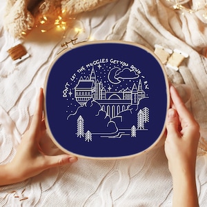 Castle of wizardy silhouette Fandom cross stitch pattern Modern cross stitch Hand embroidery design Counted cross stitch Digital pdf pattern