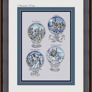 Magical balls set 2 Fandom cross stitch pattern School of magick embroidery design Beginner needlepoint scheme Digital pdf file