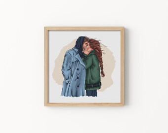 Schema punto croce per coppia romantica, ricamo moderno d'amore, idea regalo romantica, regalo di anniversario fai da te, schema PDF scaricabile immediatamente
