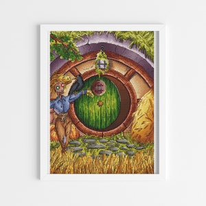 Lughnasadh halflings land cross stitch pattern Fairy cross stitch Fandom cross stitch chart Nerdy cross stitch Qute cross stitch Digital pdf image 2