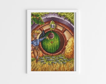 Halflings Cottage - Cross Stitch Pattern, Lotr Lover Xstitch Gift, Cottagecore Fall Decor, DIY Holiday Decoration, Miyastitch