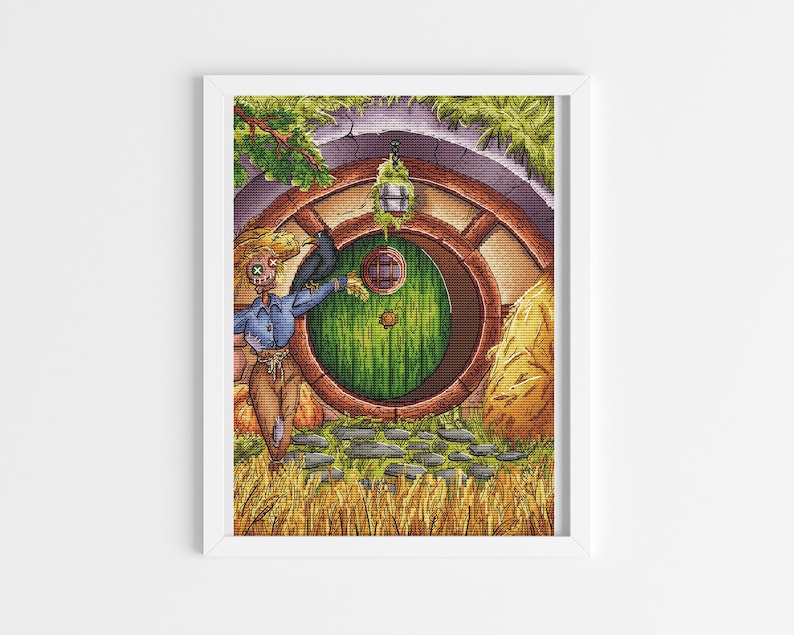 Lughnasadh halflings land cross stitch pattern Fairy cross stitch Fandom cross stitch chart Nerdy cross stitch Qute cross stitch Digital pdf image 2