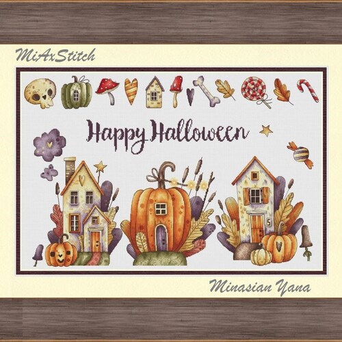 Halloween Cross Stitch Pattern Pumpkin Cross Stitch | Etsy
