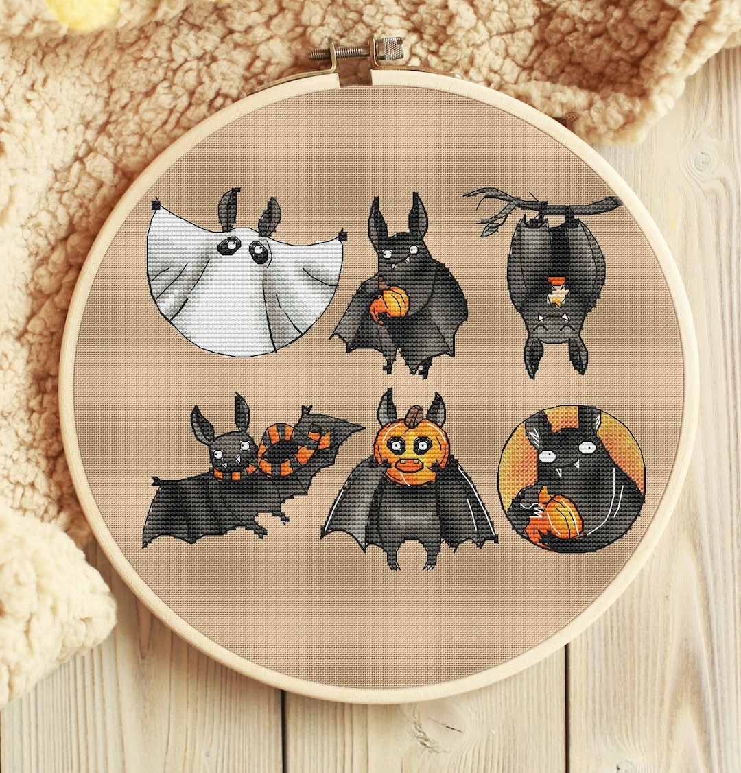 Bats Cross Stitch Pattern PDF – Halloween Bats Sampler, Spooky Cute ...