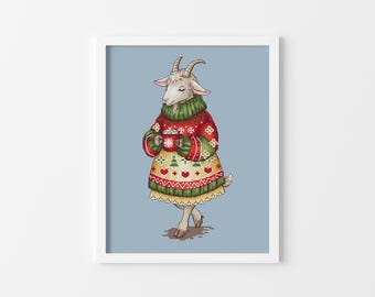 Christmas Goat - Cross Stitch Pattern, Christmas Stitching, Holiday DIY Decoration, Miyastitch