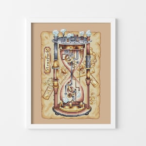 Cross stitch pattern hourglass Steampunk cross stitch Hourglass cross stitch Steampunk hourglass pattern pdf Cross stitch pdf chart
