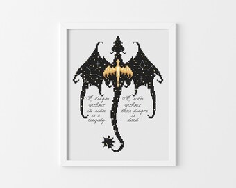 Dragon cross stitch pattern Bookish cross stitch Fantasy cross stitch Fantasy book cross stitch Book quote cross stitch Wings cross stitch