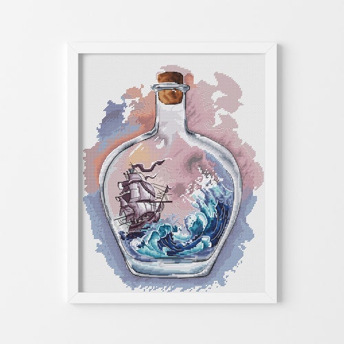 Ship in A Bottle Hand Embroidery Pattern PDF Beginner - Etsy