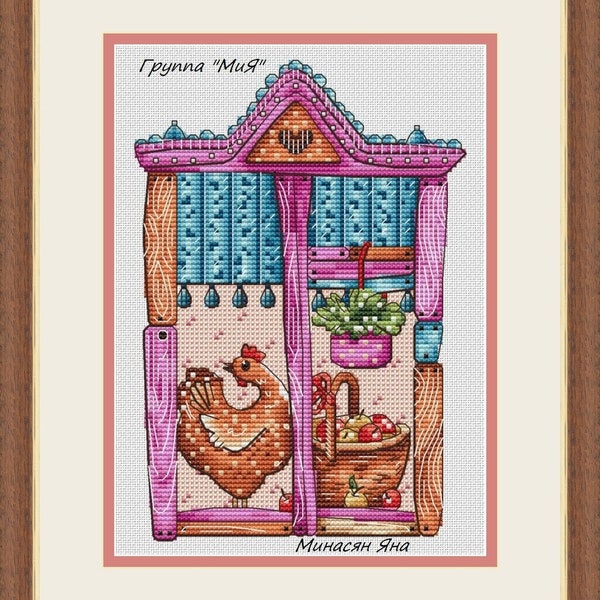 Small funky chicken Funky animals cross stitch pattern Hand embroidery design Beginner needlepoint scheme Digital pdf file