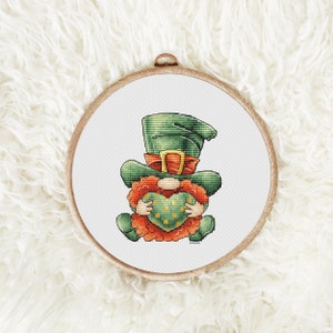 Gnome Cross Stitch Pattern | Leprechaun St Patrick’s Day PDF | Irish Holiday Decor | Beginner‑Friendly Instant Download