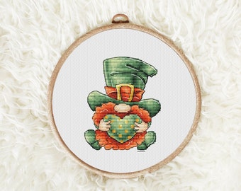 WichtelCrossStitchPattern| Leprechaun StPatrick’sDay PDF| Irischer Feiertags-Dekor | Anfängerfreundlicher Sofortdownload
