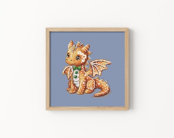 Gingerbeard Dragon - Cross Stitch Pattern, Christmas Xstitch, Christmas Decoration, Miyastitch