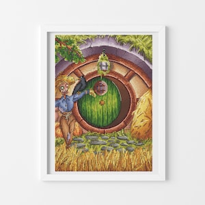 Lughnasadh halflings land cross stitch pattern Fairy cross stitch Fandom cross stitch chart Nerdy cross stitch Qute cross stitch Digital pdf image 1