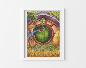 Lughnasadh halflings land cross stitch pattern Fairy cross stitch Fandom cross stitch chart Nerdy cross stitch Qute cross stitch Digital pdf