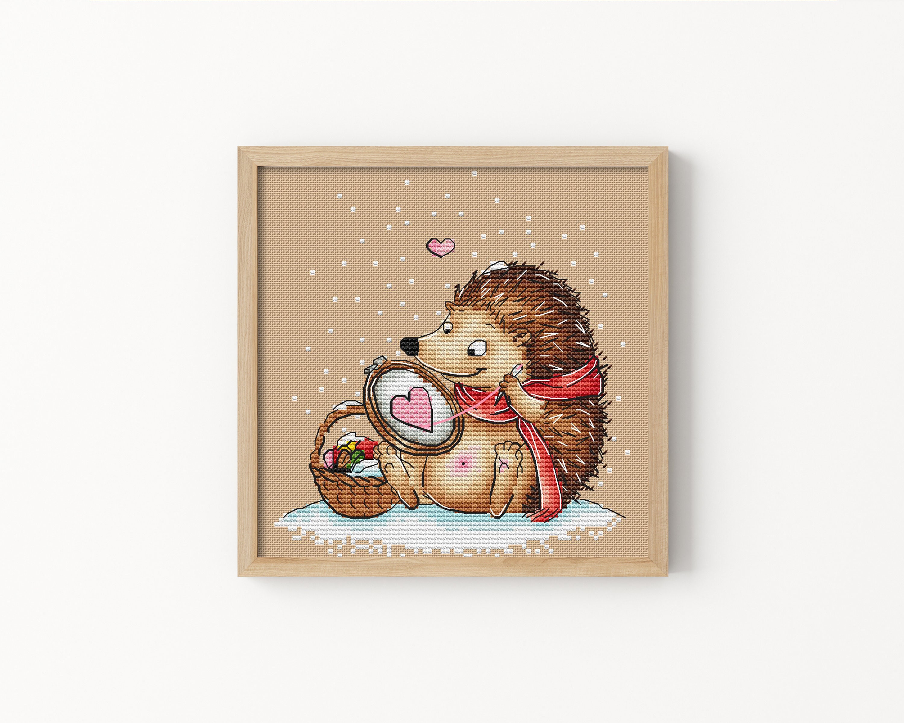 Оригинальная схема вышивки ежика, вариант 2