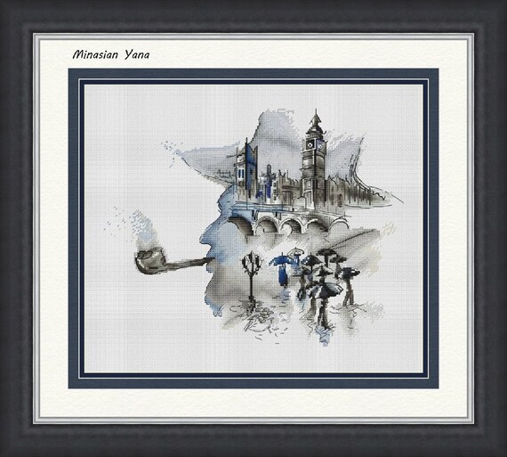 Cross Stitch Embroidery Pattern Sherlock Holmes Silhouette Etsy
