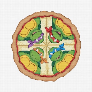Ninja Pizza - Kreuzstich-Muster, Schildkröte im Teenageralter