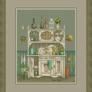 Vintage buffet - Cross Ctitch Pattern, Kitchen Wall Decor, Cottagecore DIY Decor