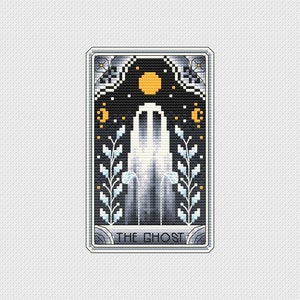 Ghost Tarot - Cross Stitch Pattern - Tarot Card Cross Stitch , Ghost , Moon , Stars , Major Arcana , Halloween Cross Stitch , Gothic , PDF