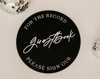 Zwart acryl voor het record gastenboek teken | Tafelblad bruiloft bewegwijzering