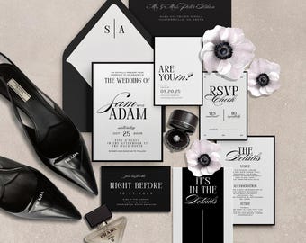 Klassieke huwelijksuitnodigingssuite | Modern chic ontwerp (digitale download)
