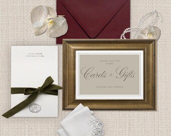Adeline Collectie Kaarten & Cadeaus Bord | Bewerkbare Canva-sjabloon | Printbaar Trouwbord | Direct te downloaden