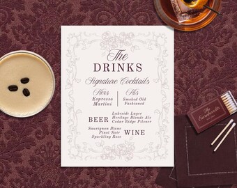 Canvasjabloon bruiloftsbar | Bewegwijzering voor romantische bruiloften uit de oude wereld