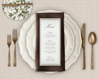 Elegante bruiloft dinermenusjabloon | Afdrukbaar canvasontwerp (4 x 9)