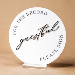 Letrero acrílico para libro de visitas de boda / Decoración moderna de mesa