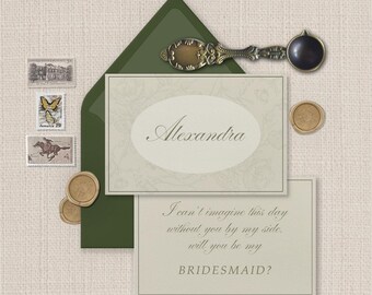 Adeline Collection Bruidsmeisjes Aanzoekkaart | Bewerkbare Canva-sjabloon | Printbaar Aanzoek | Direct downloaden