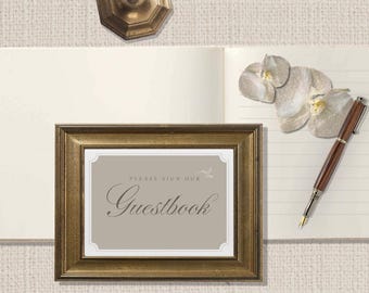 Adeline Collection gastenboekbordje voor een bruiloft | Bewerkbare Canva-sjabloon (direct te downloaden)