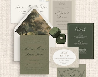 Elegante trouwkaartsuite | Ontwerp uit de oude wereld (digitale download)