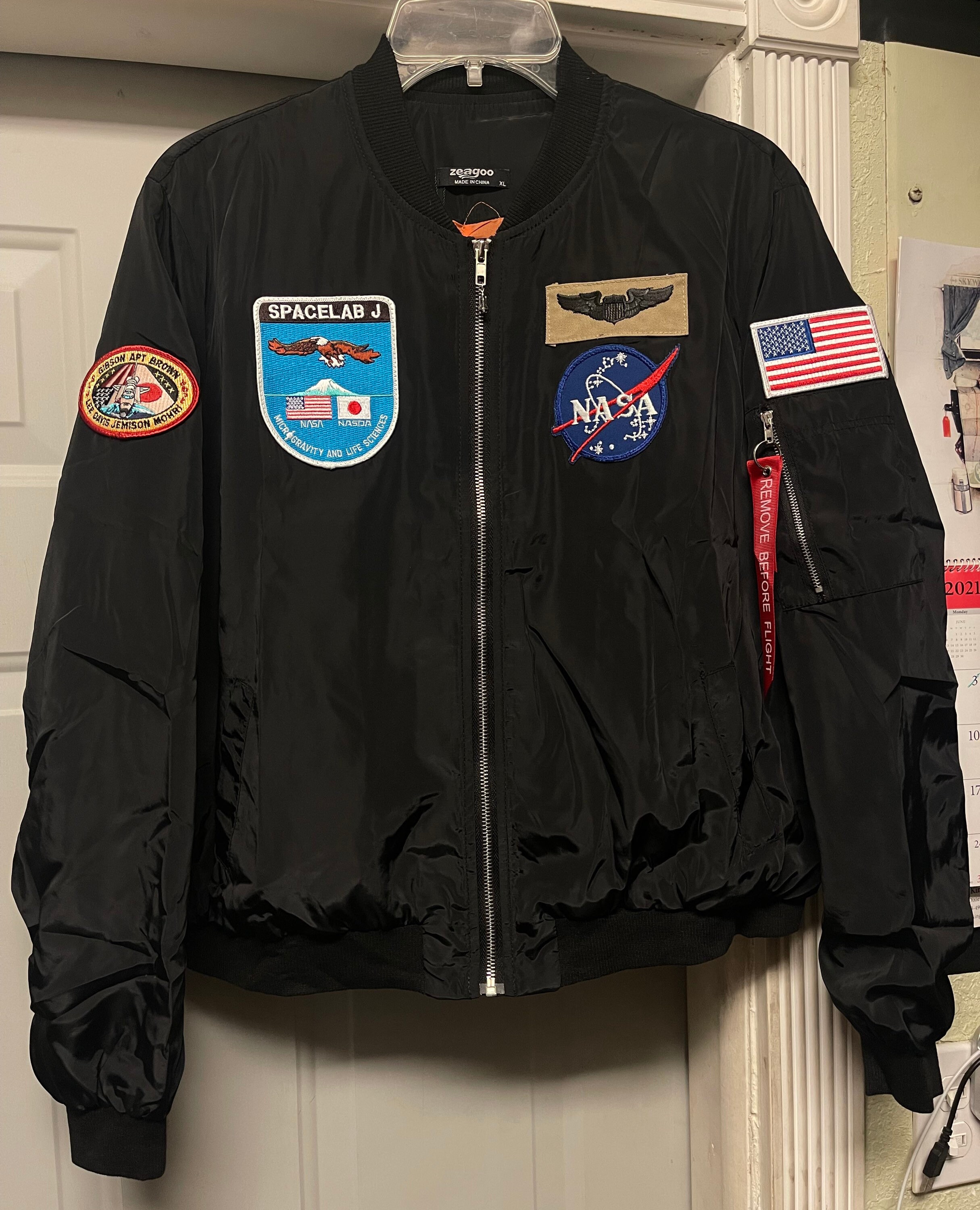 【Knuth Marf】round sleeve flight jacket Women's NASA Mae Carol Jemison & STS-47 Shuttle Mission