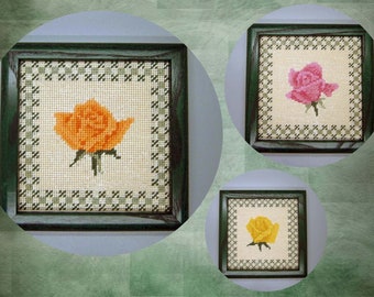 Handcrafted Trio of Roses Wall Hang - Versatile and Charming, Pick One or Complete the Set