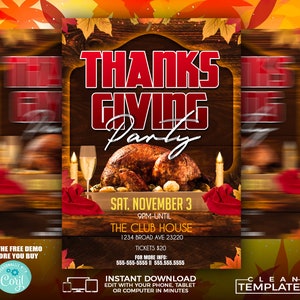 Thanksgiving Party Flyer | Edit Online | 5X7 Digital & Printable | Do It Yourself | Corjl Template