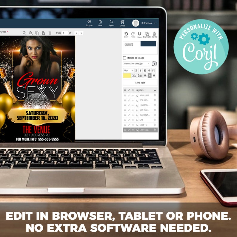 Grown and Sexy Party Flyer Template | Edit Online | 5x7 Digital & Printable image 3