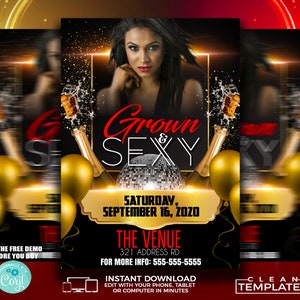 Grown and Sexy Party Flyer Template | Edit Online | 5x7 Digital & Printable