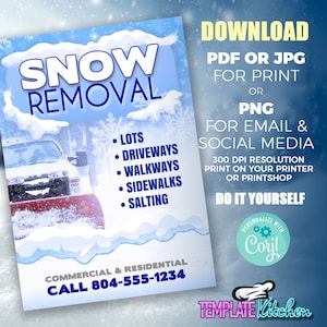 Folleto de remoción de nieve / Editar en línea / 5X7 Digital e imprimible / Hágalo usted mismo / Plantilla Corjl imagen 2