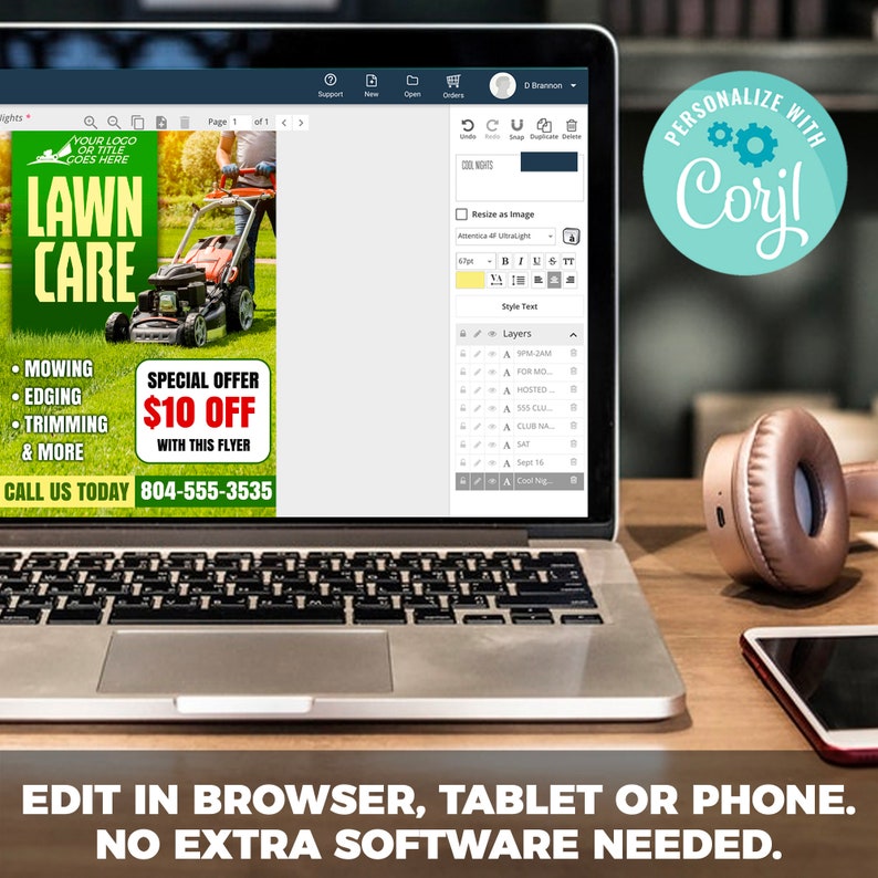 Lawn Care Service Flyer | Edit Online | 5X7 Digital & Printable | Do It Yourself | Corjl Template image 3