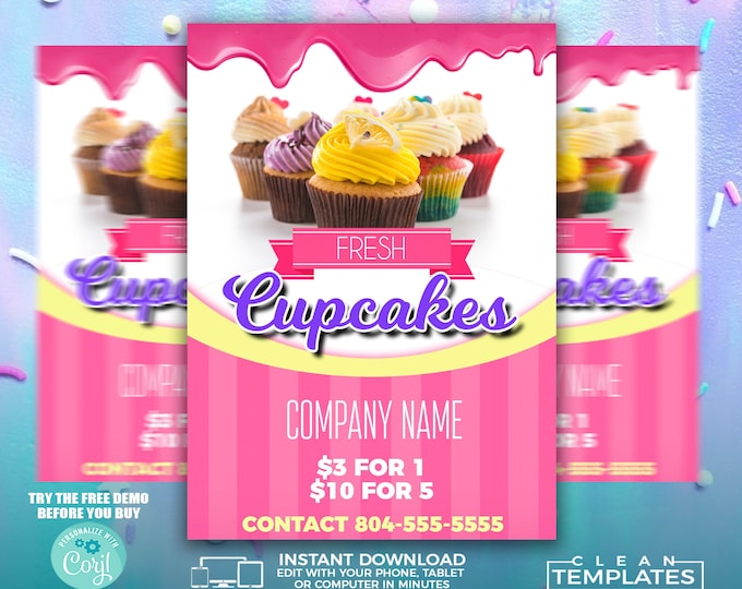 Cupcake Flyer | Edit Online | 5X7 Digital & Printable | Do It Yourself | Corjl Template