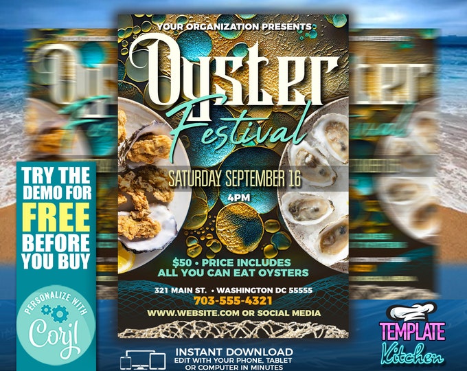 Oyster Festival | Edit Online | 5X7 Digital & Printable | Do It Yourself | Corjl Template