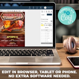 Turkey Dinner Sale Flyer | Customizable 5x7 Template (Digital) image 3