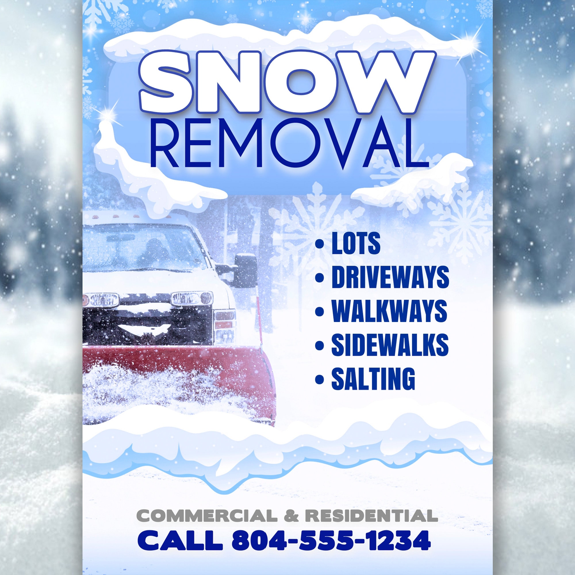 Snow Removal Flyer Edit Online 5X7 Digital & Printable Do It Yourself Corjl  Template - Etsy