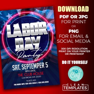 Labor Day-fest | Redigera online | 5x7 digitalt och utskrivbart | Gör-det-själv | Corjl-mall bild 2