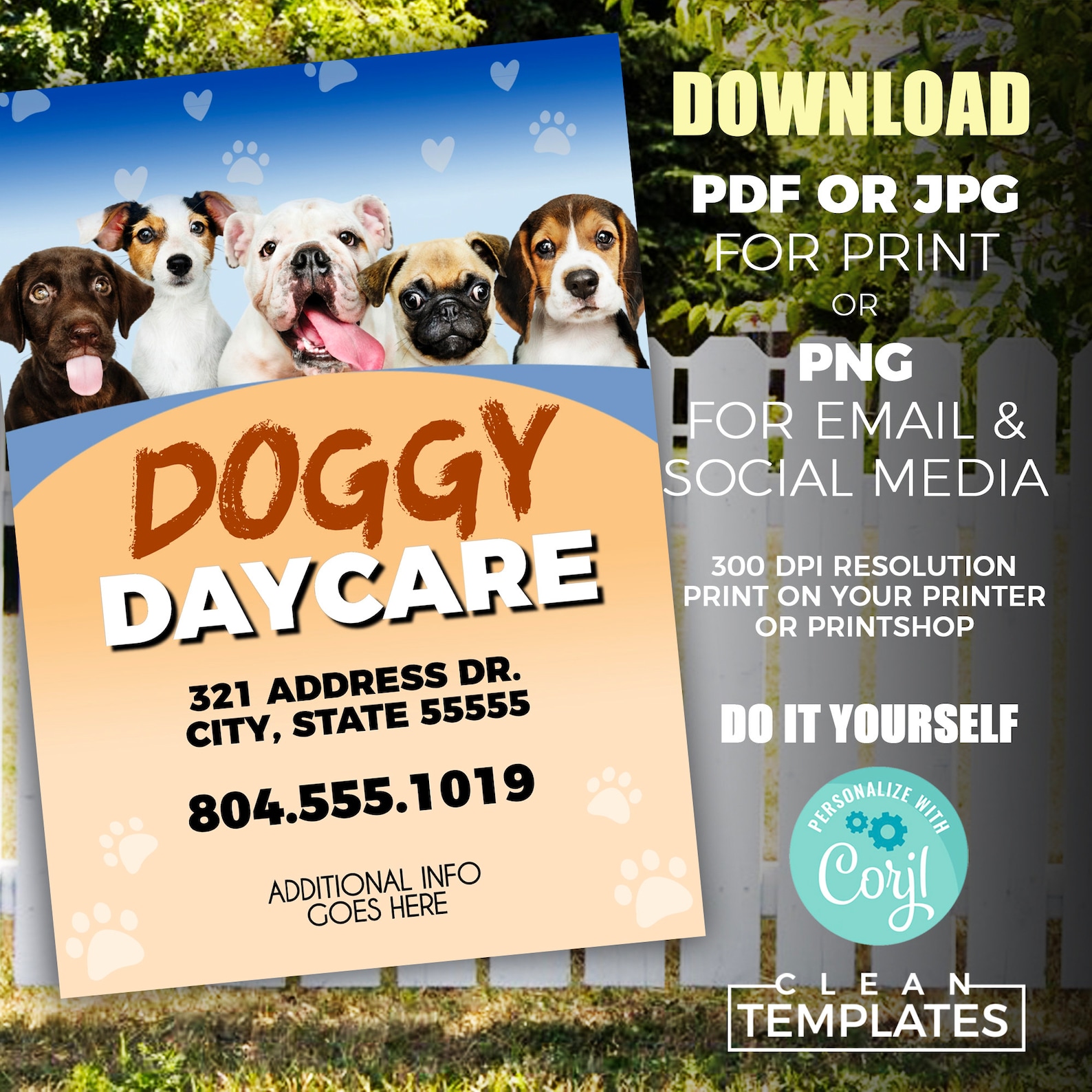 Doggy Daycare Edit Online 5X7 Digital &amp; Printable Do It - Etsy