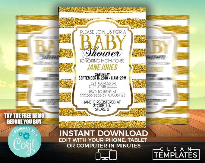 Baby Shower Flyer Invitation Template | Edit Online | 5X7 Digital & Printable | Do It Yourself | Corjl Template