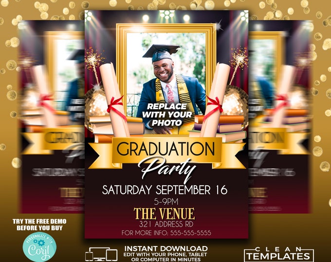 Graduation Party | Edit Online | 5X7 Digital & Printable | Do It Yourself | Corjl Template