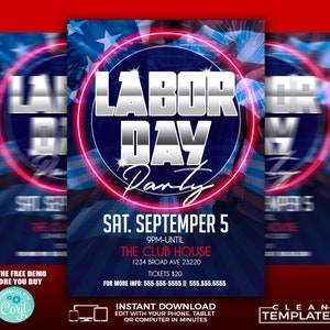 Labor Day-fest | Redigera online | 5x7 digitalt och utskrivbart | Gör-det-själv | Corjl-mall bild 1