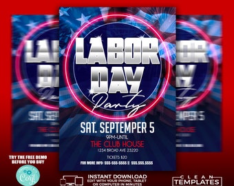 Labor Day Party | Edit Online | 5X7 Digital & Printable | Do It Yourself | Corjl Template