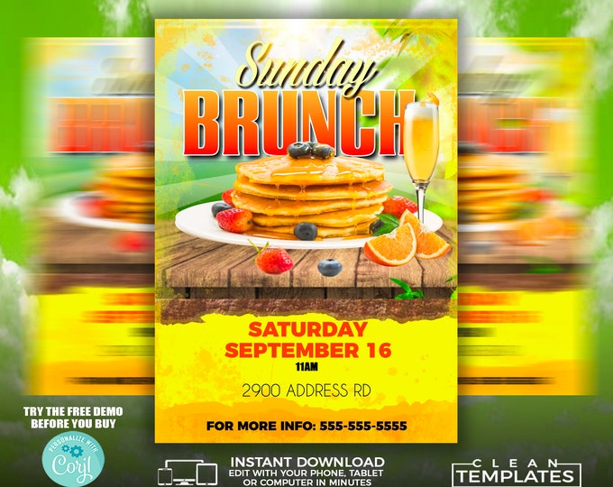 Brunch Flyer | Edit Online | 5X7 Digital & Printable | Do It Yourself | Corjl Template